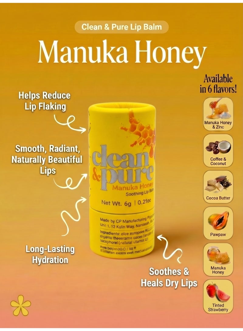 Clean & Pure Manuka Honey Lip Balm Soothing  – 100% Natural, Manuka Honey & Vitamin E for Hydration, Healing & Lip Protection, 6g - Image 4