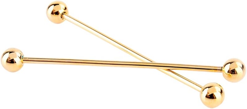 Gold Plated Barbell Lapel Pin Elegant Mens Shirt Collar Clip Decoration Unique Design - Image 1