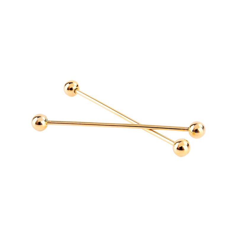 Gold Plated Barbell Lapel Pin Elegant Mens Shirt Collar Clip Decoration Unique Design - Image 2
