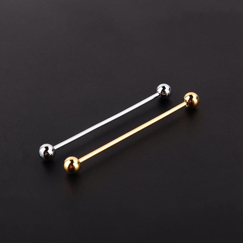 Gold Plated Barbell Lapel Pin Elegant Mens Shirt Collar Clip Decoration Unique Design - Image 4