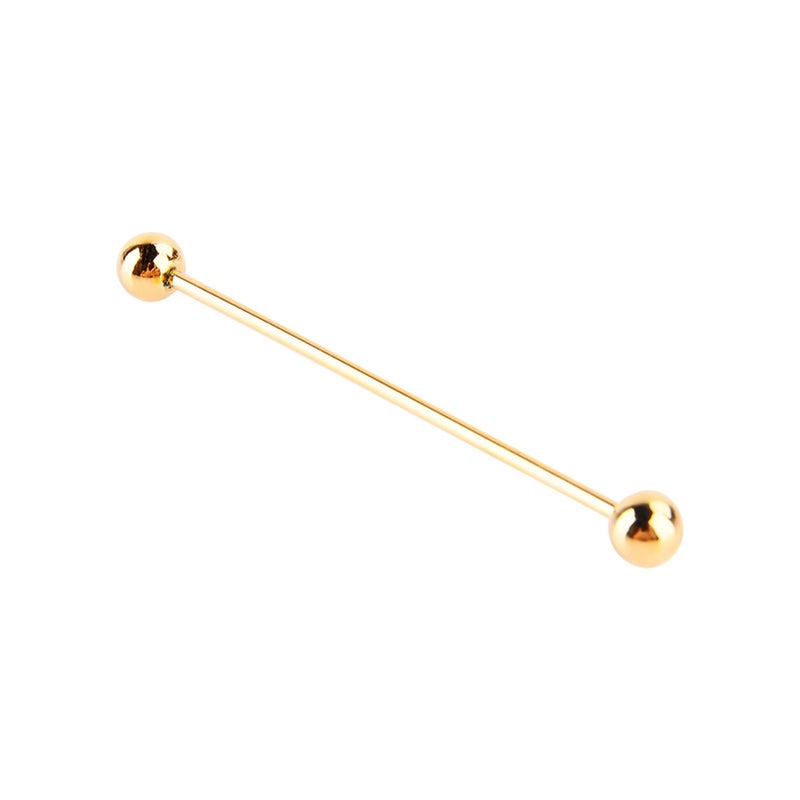Gold Plated Barbell Lapel Pin Elegant Mens Shirt Collar Clip Decoration Unique Design - Image 3