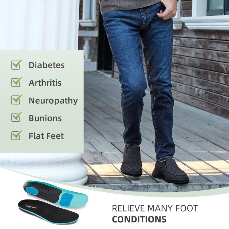OrthoComfoot أحذية لوفر خفيفة الوزن للرجال من أورثوكومفوت، أحذية سطحية لعلاج التهاب اللفافة الأخمصية للأقدام المسطحة/القوس العالي، أحذية رياضية غير رسمية مطاطية خارجية سوداء مقاس 9.5 - Image 4