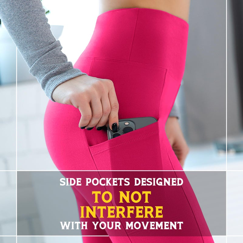 Walifrey Leggings with Pockets for Women, High Waisted Buttery Soft Womens Leggings for Gym Yoga Workout (Pink SM) - Image 5