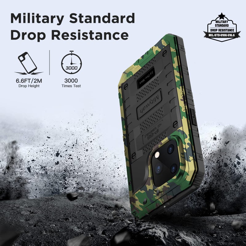 Mitywah Waterproof Case for iPhone 14 Pro Max, Heavy Duty Shockproof Case with Built-in Screen Protector, Full Body Underwater Protective Metal Case 6.7 inch, Camouflage - Image 3