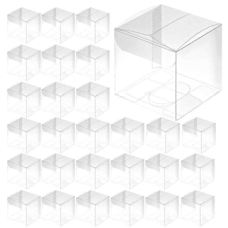 Lemecima 200 Pcs Clear Favor Boxes Transparent Plastic Gift Box Pet Treat Boxes Party Favor Containers for Packaging Cube Macaron Candy Birthday Wedding Party Baby Shower(2 x 2 x 2 Inch) - Image 1