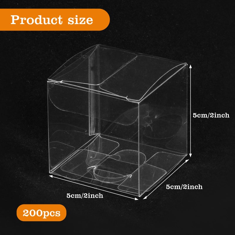 Lemecima 200 Pcs Clear Favor Boxes Transparent Plastic Gift Box Pet Treat Boxes Party Favor Containers for Packaging Cube Macaron Candy Birthday Wedding Party Baby Shower(2 x 2 x 2 Inch) - Image 2