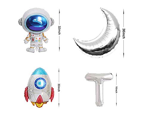 AnnoDeel Two The Moon Balloons 16inch Silver Letter foil Balloons Large Moon Man Robot UFO Theme for 2nd Years Old Brithday Party Supply Decoration - Image 5