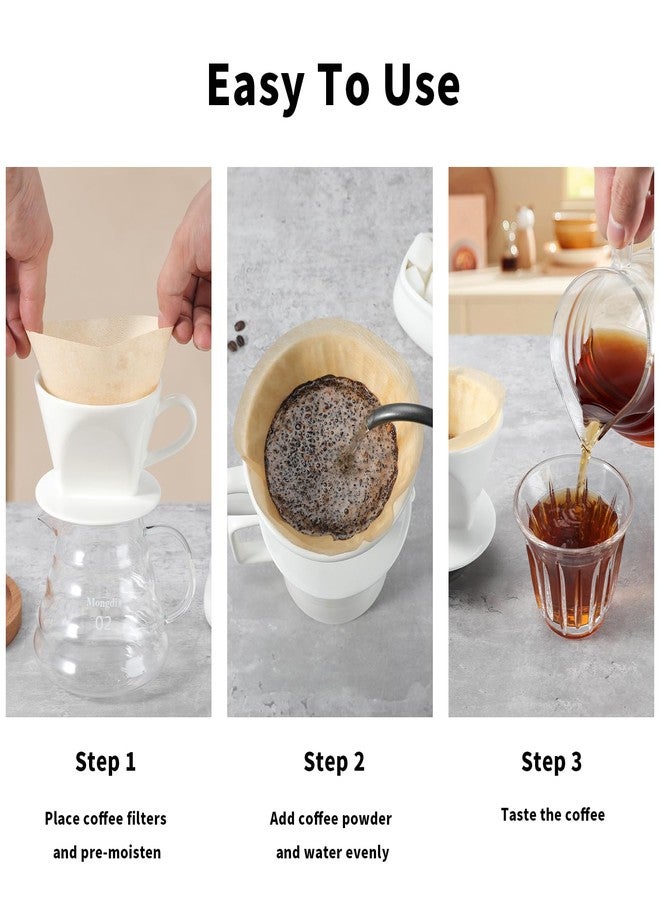 Mongdio Pour Over Coffee Maker, Ceramic Pour Over Dripper, Coffee Pour Over with 3 Holes Flat Bottom, Coffee Accessories for Home, Size 02 White - Image 4