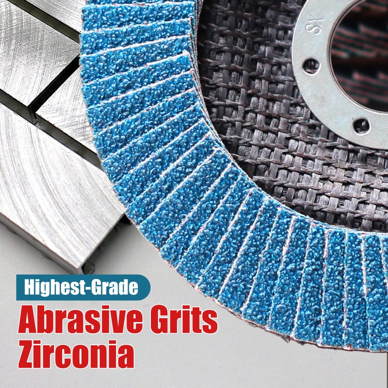 EZARC Flap Discs 80 Grit, 4 1/2 x 7/8-Inch Flap Sanding Disc, Type 29 Zirconia Grinding Wheel for Stainless Steel, Sheet Metal (10 Pack) - Image 5
