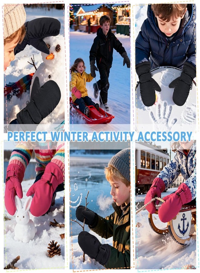 HOPSOOKEN Kids Winter Mittens Gloves Waterproof Thermal Warm Thick Fleece Snow Ski Gloves for Cold Weather Girls Boys, Rose Red, S(2-3 years) - Image 5