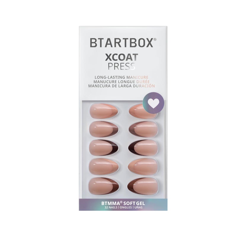 BTArtbox French Tip Press On Nails, Short Almond Supremely Fit & Natural Glue On Nails with Nail Glue, Reusable Stick On Nails in 16 Sizes - 32 Soft Gel Fake Nails Kit, Morning Coffee - Image 5
