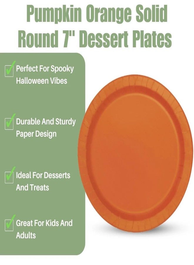 Unique Party Pumpkin Orange Solid Round Paper Dessert Plates (17cm) 20 Count - Vibrant Paper Plates for Parties and Events, Perfect for Appetizers, Snacks, and Desserts - Image 4