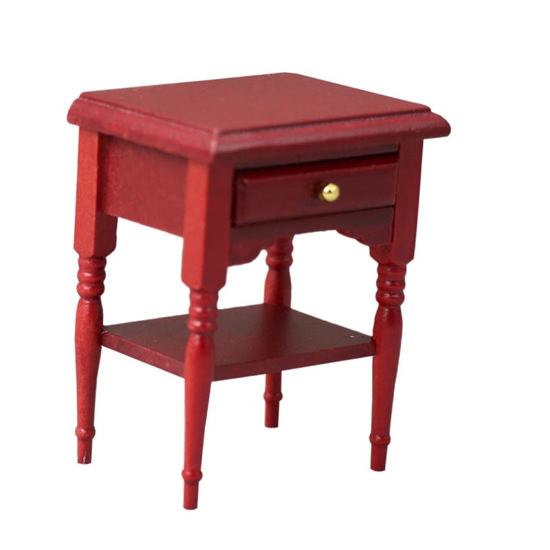 Miniature Wood Nightstand Dollhouse Bedside Table Decorative Furniture Accessory - Image 2