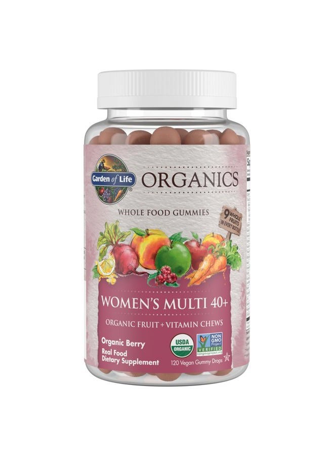 Organics Women 40+ Gummy Vitamins - Berry - Certified Organic, Non-GMO, Vegan, Kosher Complete Multi - Methyl B12, C & D3 - Gluten, Soy & Dairy Free, 120 Real Fruit Gummies