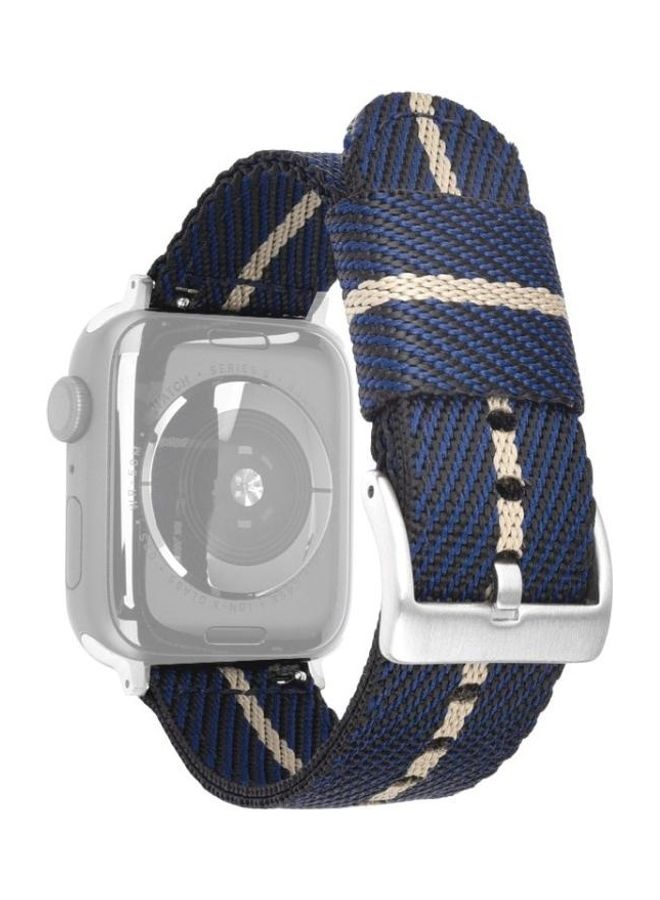 Loquat Replacement Strap Watchband For Apple Watch Series 7 45mm/6 u0026 SE u0026 5 u0026 4 44mm/3 u0026 2 u0026 1 42mm Blue/Beige - Image 1