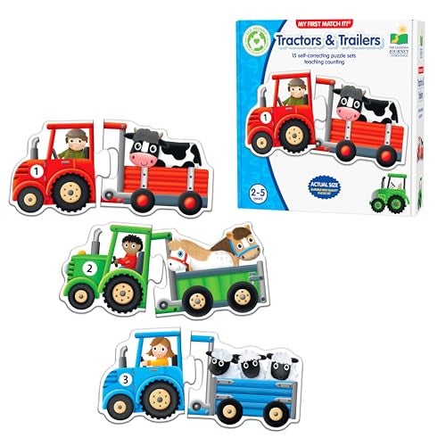 The Learning Journey Match It Tractors Trailers 15 Self Correcting Puzzle Sets Teaching Counting Preschool Learning Toys Award Winning Toys - Image 1