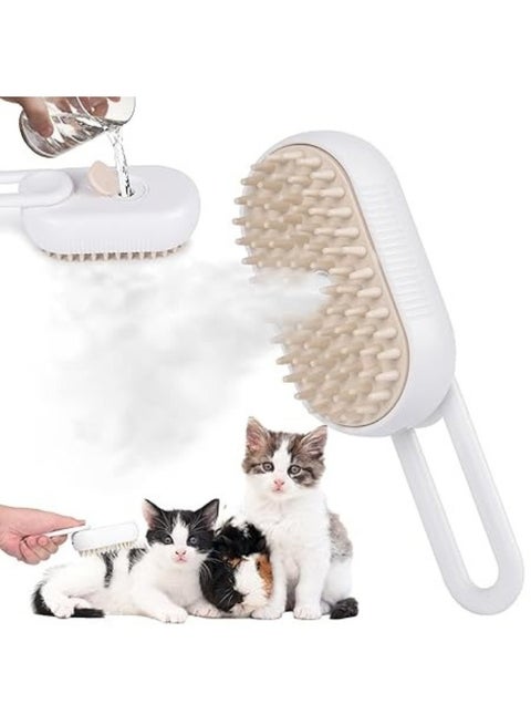 فرشاة قطط بالبخار، فرشاة كلاب، شعر قصير، شعر طويل، فرشاة بخار للقطط، مشط لإزالة شعر الحيوانات الأليفة مع خزان مياه ورذاذ، للتدليك والعناية وإزالة الشعر، أبيض