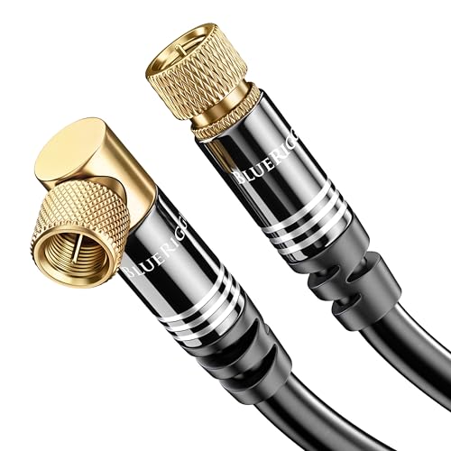 BlueRigger كابل كواكسيال BlueRigger RG6 (15 قدم، موصل ذكر F نوع بزاوية 90° إلى مستقيم، مطلي بالذهب، محمي ثلاث مرات) - Image 1