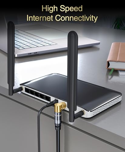 BlueRigger كابل كواكسيال BlueRigger RG6 (15 قدم، موصل ذكر F نوع بزاوية 90° إلى مستقيم، مطلي بالذهب، محمي ثلاث مرات) - Image 5