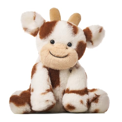 Hopearl Adorable Plush Cow Toy Floppy Dairy Cattle Soft Stuffed Animal Cute Birthday Gifts for Boys Girls Kids Toddlers Dark Brown 9 - Image 1
