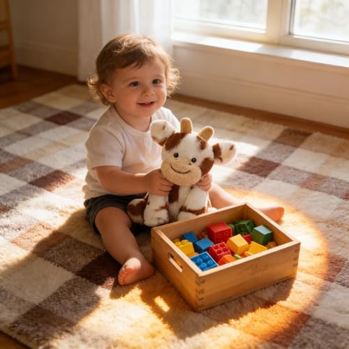 Hopearl Adorable Plush Cow Toy Floppy Dairy Cattle Soft Stuffed Animal Cute Birthday Gifts for Boys Girls Kids Toddlers Dark Brown 9 - Image 5