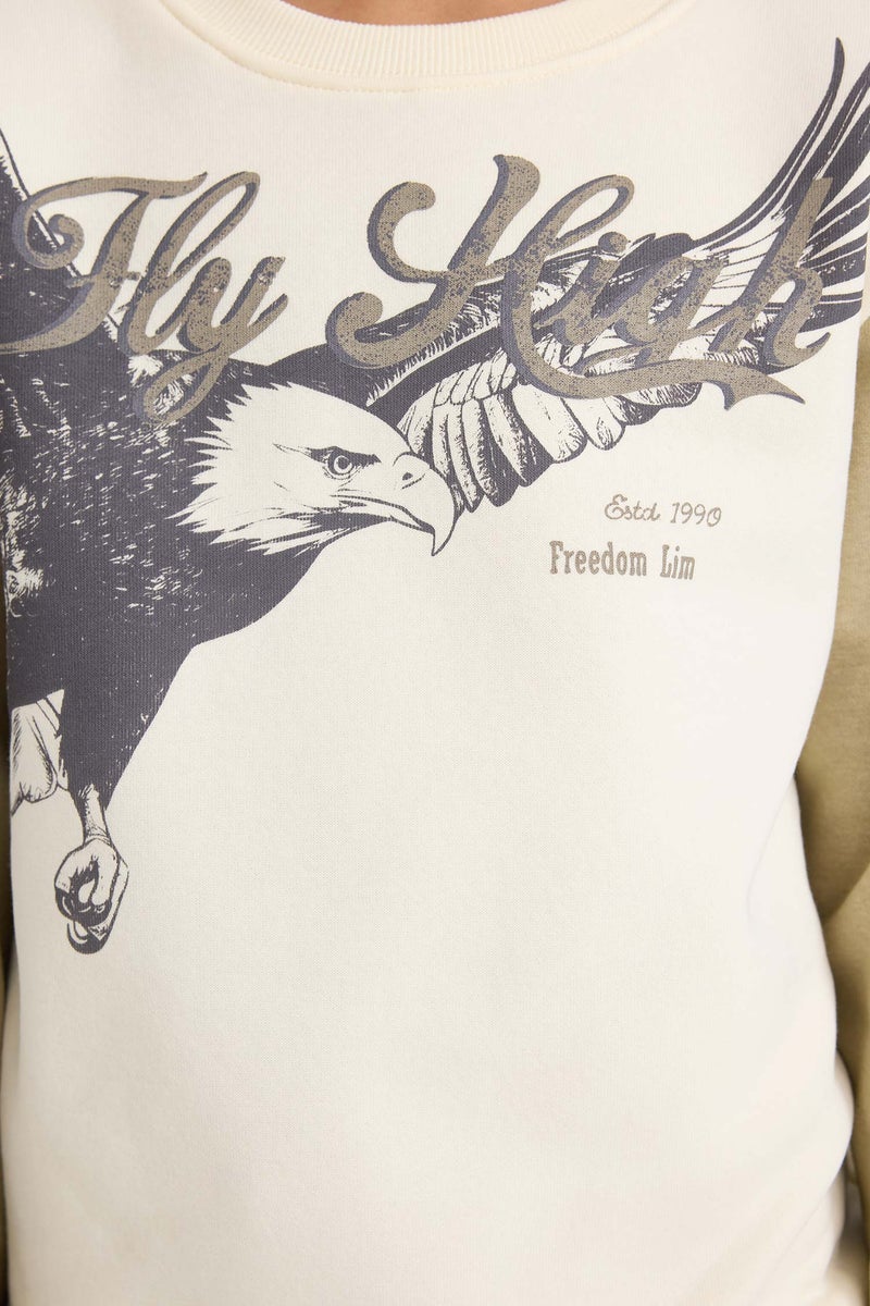 ديفاكتو سويت شيرت جديد بأكمام طويلة وقصة عادية وياقة دائرية للأولاد - Image 3