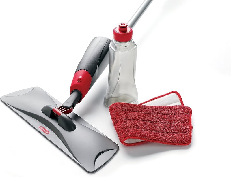 Rubbermaid رأس ممسحة رذاذ ربرمايد القابل لإعادة الاستخدام باللون الأحمر ممسحة مبللة بوسادة ميكروفايبر لتنظيف الأرضيات في المطبخ والحمام والمدرسة - Image 4