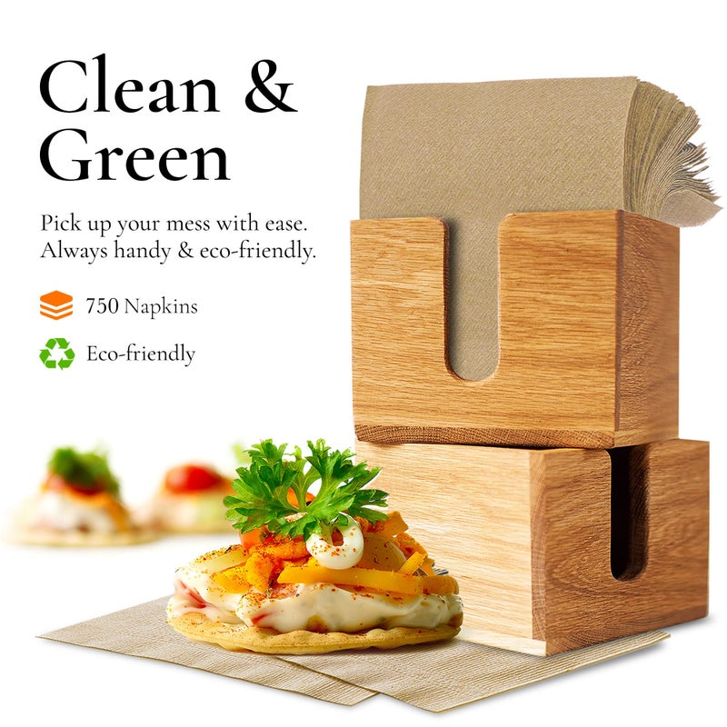 Shop Square (750-Pack) Brown Napkins - Bulk Unbleached, Natural & Rustic Kraft Paper Napkins - Eco-Conscious Disposable Kitchen Tissue Supplies for Home, Parties, Restaurant, BBQ - 12x12â€ Unfolded - Image 2