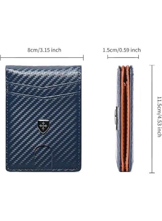 baellerry Mens Wallet Leather Credit Card Holder Slim Bifold RFID Blocking Front Pockets Minimalist Wallets for Men with ID Window - Image 3