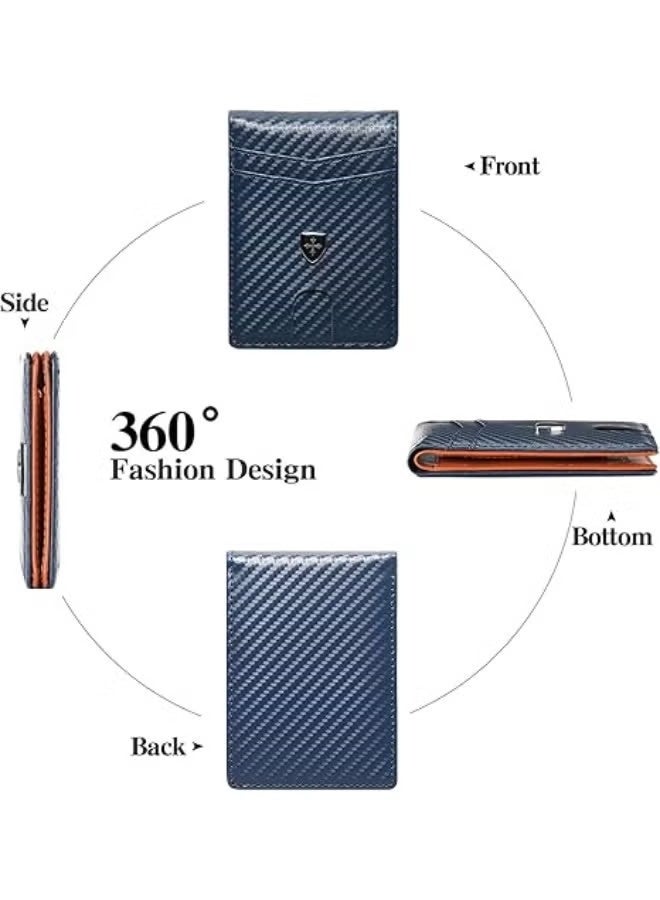 baellerry Mens Wallet Leather Credit Card Holder Slim Bifold RFID Blocking Front Pockets Minimalist Wallets for Men with ID Window - Image 4