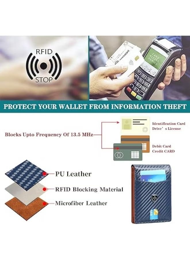 baellerry Mens Wallet Leather Credit Card Holder Slim Bifold RFID Blocking Front Pockets Minimalist Wallets for Men with ID Window - Image 2