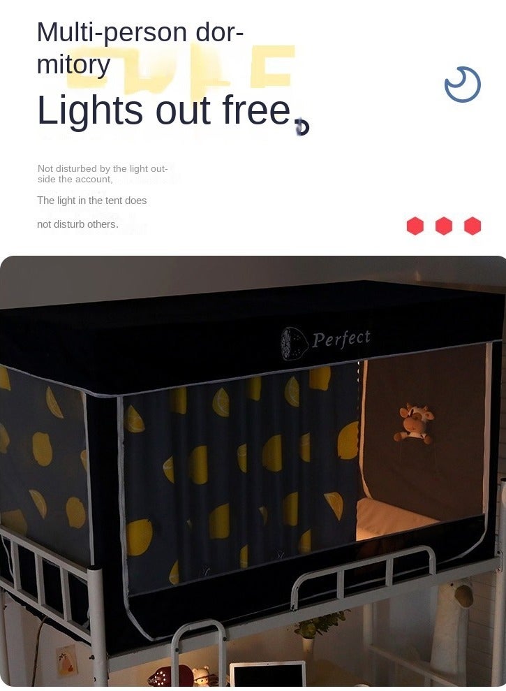 Y&D Blackout Upper Berth Bunk Bed Curtains Dormitory Room Lightproof Decorative Roommate Privacy Cover Canopy Photo Background Decor Backdrop Blackout Curtain 6 Panels with a Top - Image 2