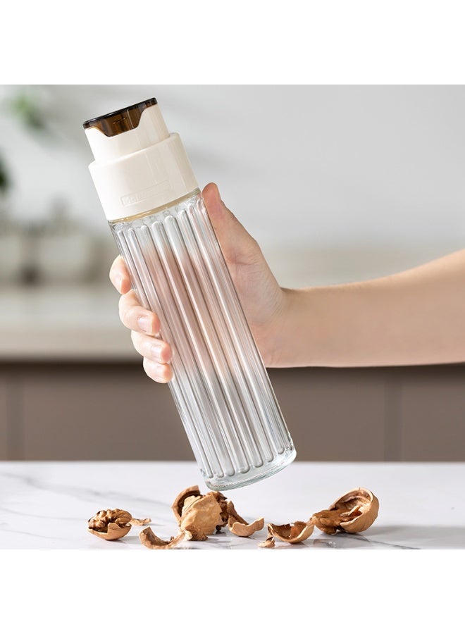 HOMESTAR 500ml Auto-Sealing White Gravity Oil Dispenser | Leakproof Glass Bottle With Food-Grade Silicone Gasket | 360° Self-Closing Spout | Precise Pouring Without Dripping | Perfect For Cooking Oil/Soy Sauce/Vinegar | Easy To Clean & Disassemble | Must-Have Kitchen Condiment Organizer - Image 4