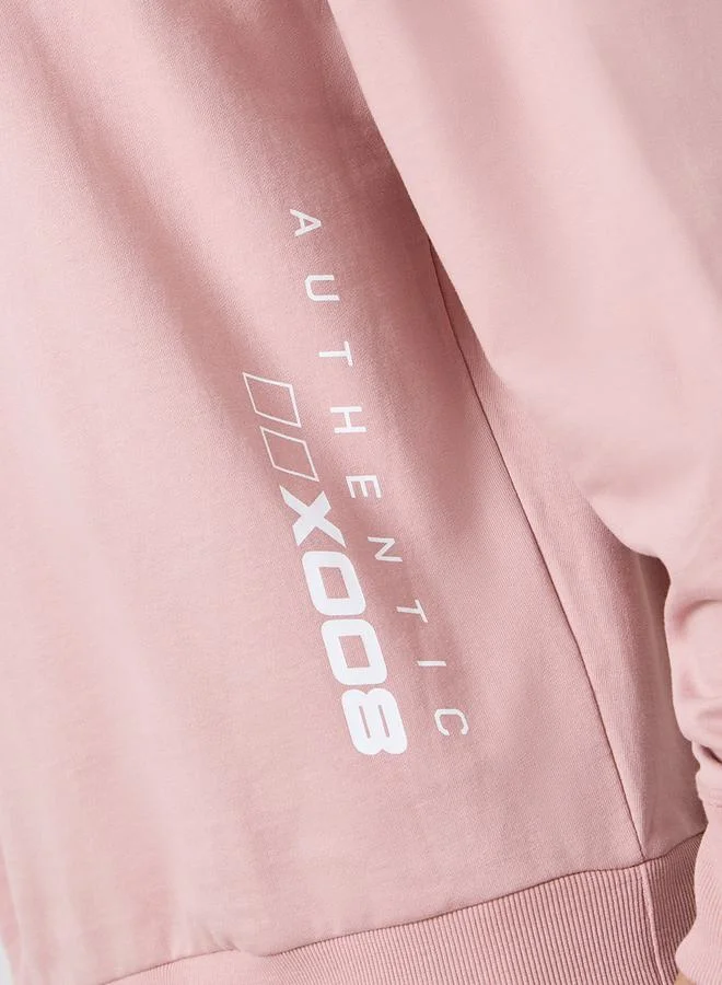 ستايلي Oversized Fleece Sweatshirt with Minimal Print