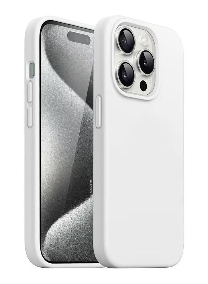 general Ultra-Slim Liquid Silicone Case for iPhone 16 Pro – Premium Soft-Touch Protective Cover with Microfiber Lining – White - Image 5