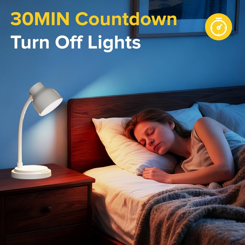 RORENSE LED Desk Lamp With 96 LEDs,High lumens Table lamp,Desk Lamp for Office Home,4 Brightness Dimmable Flexible Table Lamp,Reading Light with a Timer Function for Bedside, Office, and Study Desk Use(White) - Image 4