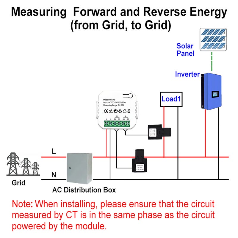 Tuya Wifi Intelligent Energy Meter Solar PV System Power Production Consumption Bidirectional Monitoring Meter Mobilephone APP Control Power Monitor with CT - Image 3