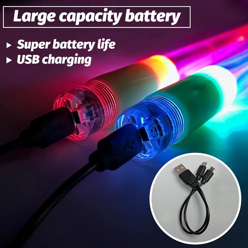 هامي أعواد طبلة مضيئة بتقنية LED، 15 لونًا متغيرًا، تدعم الشحن عبر USB مع مفتاح فتح، مصنوعة من مادة البوليمر PC، متينة واحترافية للتدريب الموسيقي للأطفال والكبار (قطعتان لكل عبوة) - Image 4