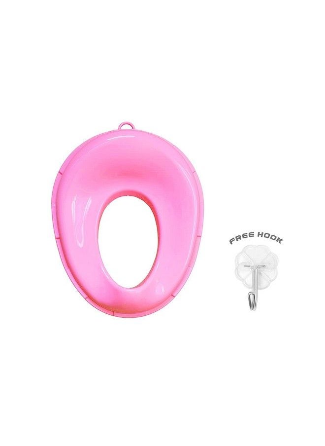 Techhark - Baby Potty Training Toilet Seat For Boys And Girls Kids Non Slip With Splash Guard Fits Round & Oval Toilets Free Includes Storage Hook (Pink) - Image 1