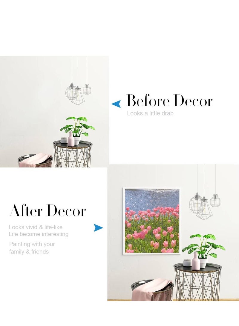 KASTWAVE Paint by Numbers for Adults Beginner and Kids Number Flowers Rolled Wrinkle Free Canvas DIY Oil Painting Kit Pink Tulips Without Frame - Image 5