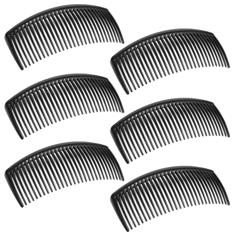 SourceTon 6 Packs French Twist Comb, SourceTon Plastic Side Hair Combs with 29 Teeth Hair Comb Hair Clip Combs for Fine Hair Accessory for Women- Black