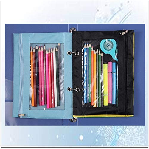 Lify 2 Pack Pencil Pouch, Zipper Pencil Case, Cosmetic Bag, Travel Pouches - Grey & Blue | 2D A4 Size 2 Ring Binder Box Board Project File for Documents & Certificate (1) - Black - Office Stationery - Image 2