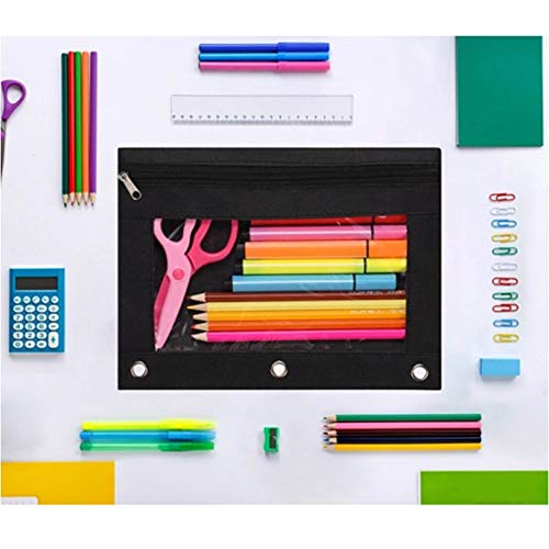 Lify 2 Pack Pencil Pouch, Zipper Pencil Case, Cosmetic Bag, Travel Pouches - Grey & Blue | 2D A4 Size 2 Ring Binder Box Board Project File for Documents & Certificate (1) - Black - Office Stationery - Image 3