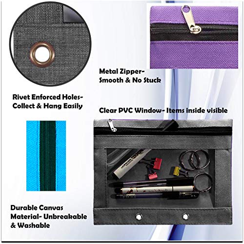Lify 2 Pack Pencil Pouch, Zipper Pencil Case, Cosmetic Bag, Travel Pouches - Grey & Blue | 2D A4 Size 2 Ring Binder Box Board Project File for Documents & Certificate (1) - Black - Office Stationery - Image 4