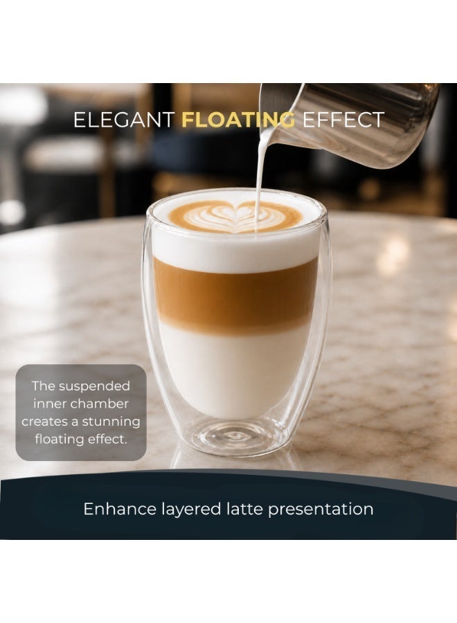 BLACKSTONE Double Wall Glass Tumbler 350ml Set of 2 Clear Coffee Cups for Espresso Arabic Coffee and Tea, DG831 - Image 5