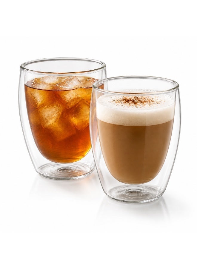 BLACKSTONE Double Wall Glass Tumbler 350ml Set of 2 Clear Coffee Cups for Espresso Arabic Coffee and Tea, DG831 - Image 1