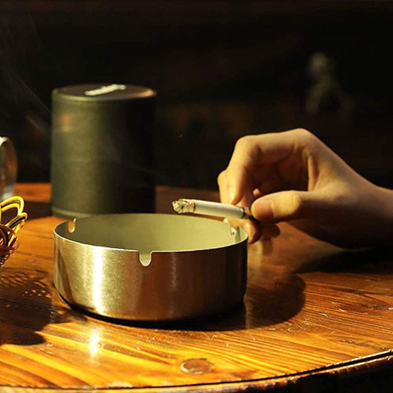 Stainless Steel Windproof Ashtray 10cm Diameter Modern Table Top For Home Office Outdoor Color 531 - Image 2