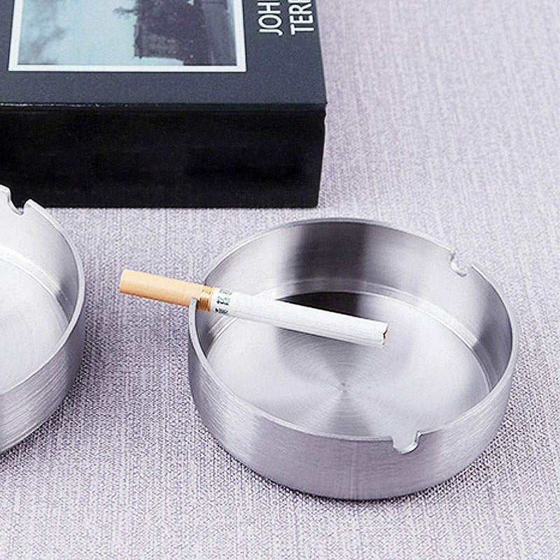Stainless Steel Windproof Ashtray 10cm Diameter Modern Table Top For Home Office Outdoor Color 531 - Image 3