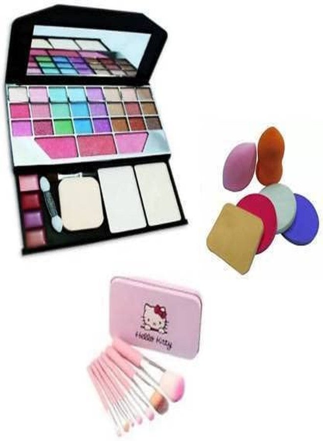 DATNASAYAD Makeup kit 6155 + 7 pink makeup brush set with storage box + 6 in 1 makeup puff sponges (1 Items in the set) - Image 2