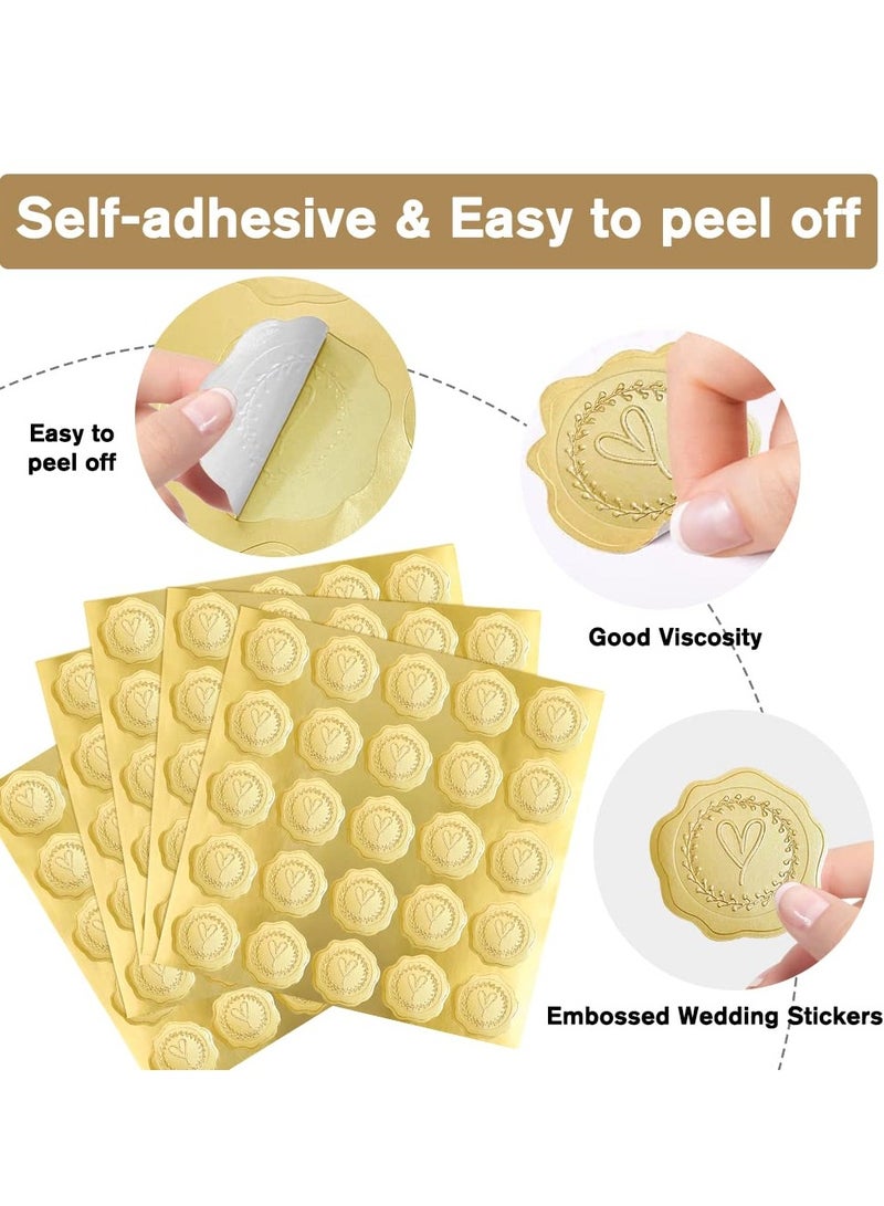 Zikra 350PCS Gold Embossed Heart Stickers Self-Adhesive Heart Envelope Seal Wax Looking Stickers Labels for Wedding Party Invitations Valentine's Day Party Favors, Greeting Cards, Gift Packaging - Image 2